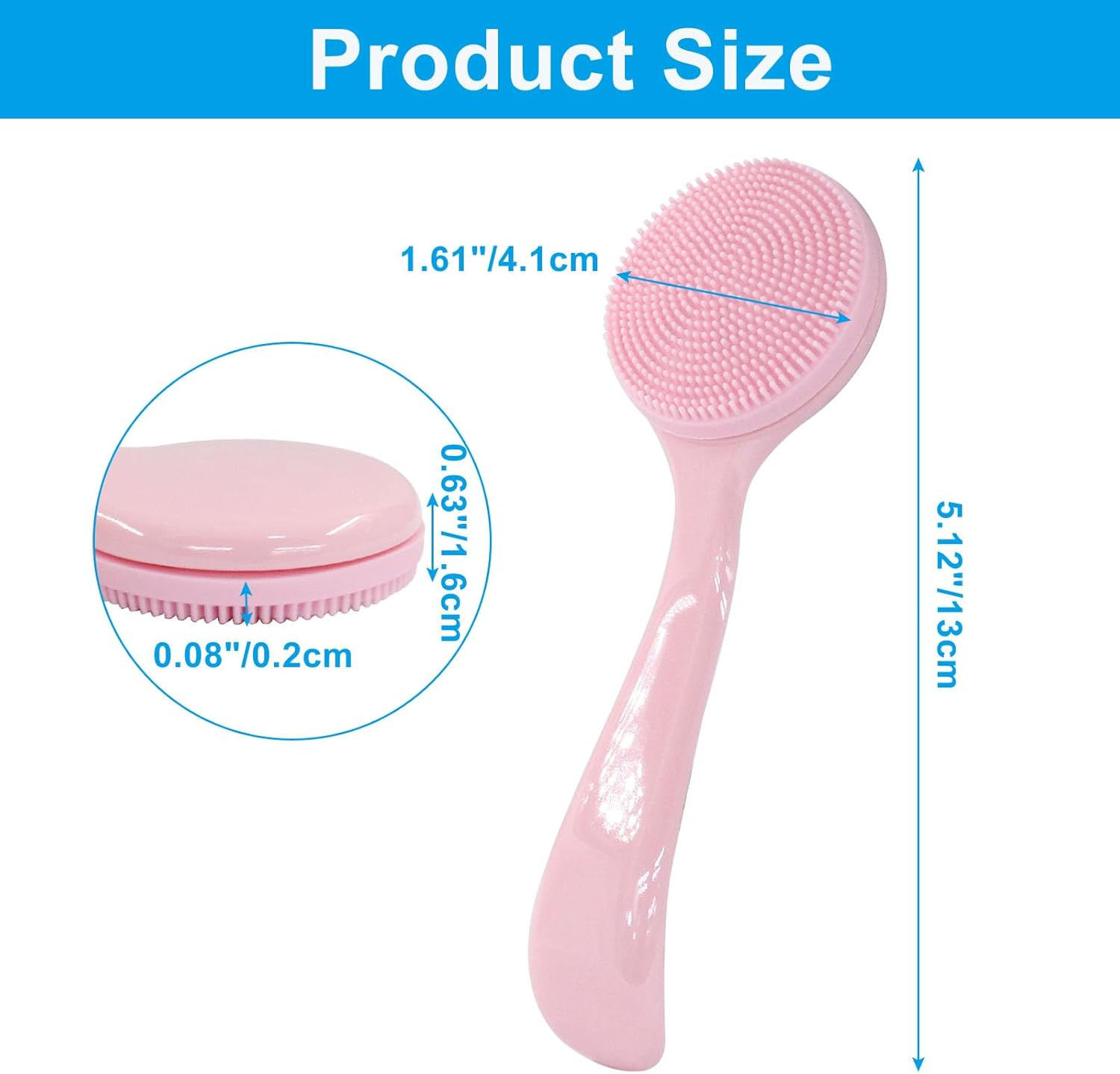2 Pack Silicone Facial Cleansing Brush, Skin Friendly Waterproof Face Scrubber E