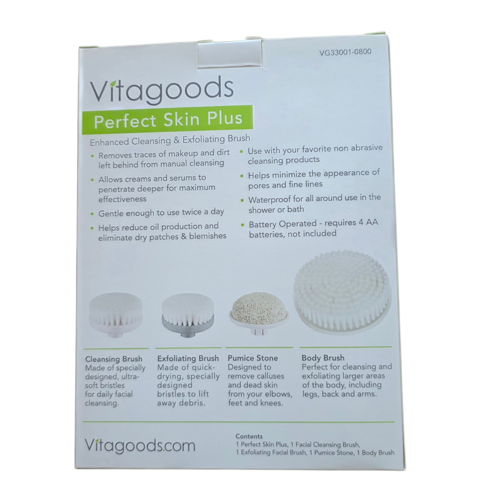 Vitagoods Perfect Skin Plus Facial Cleansing Brush Set Waterproof Exfoliating