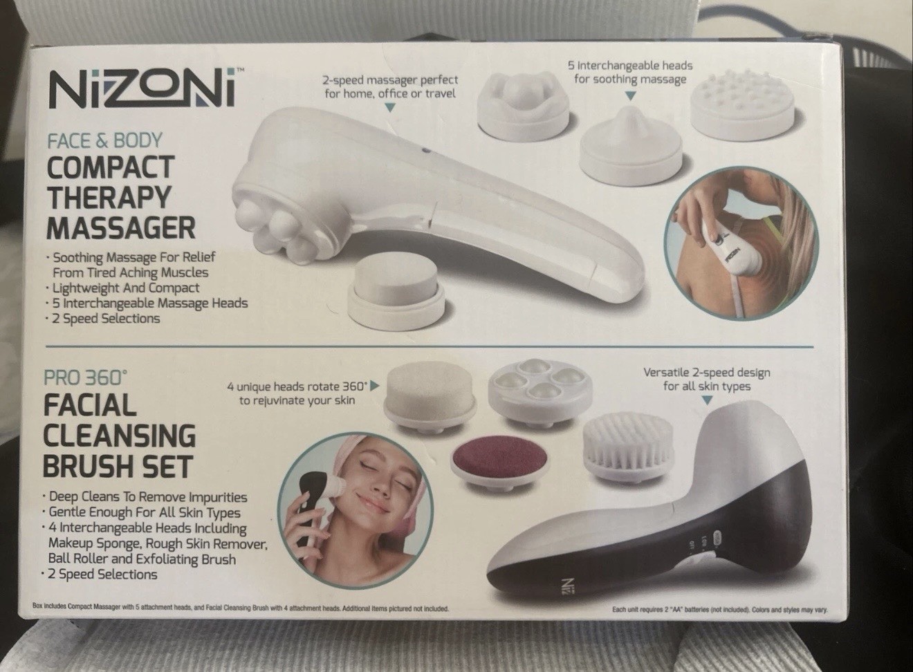 Nizoni Face & Body Compact Therapy Massager Pro 360 Facial Cleansing Brush Set