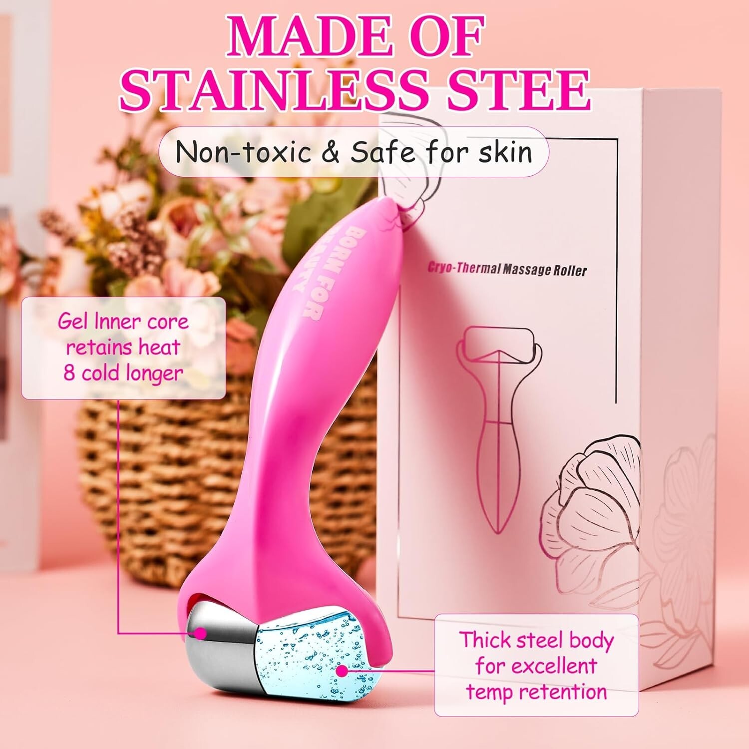 360° Rotating Ice Roller for Face-Stainless Steel Facial Massage Tool for Skin