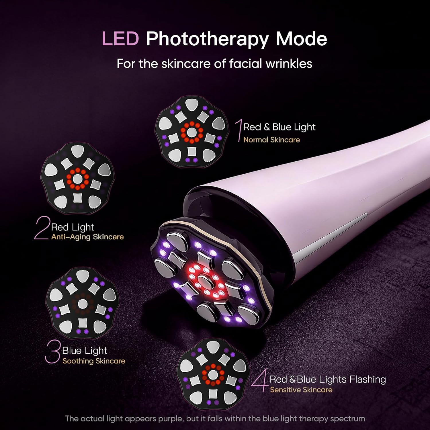 Microcurrent Facial Device 4-In-1 Beauty Device with Red Light Therapy and Blue
