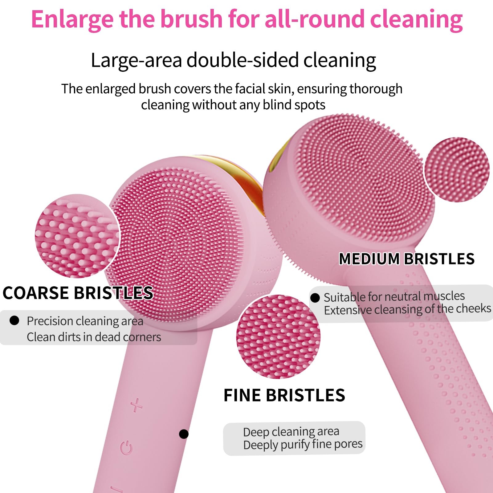 Facial Cleansing Brush Electric – Rechargeable Silicone Face Scrubber, Pink