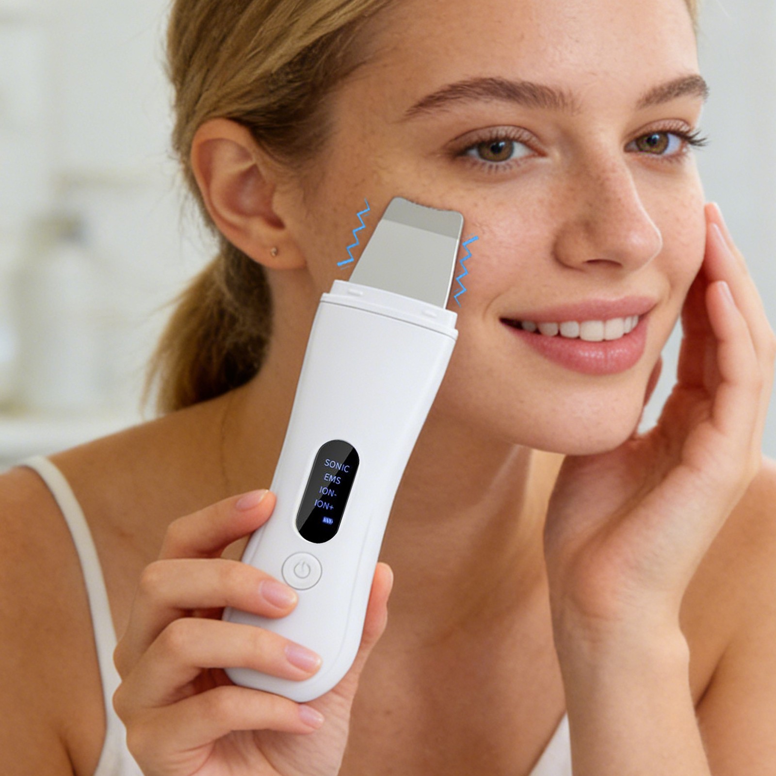 Ultrasonic Ionized Skin Beautifier, 4 Modes Waterproof Rechargeable Face Scraper