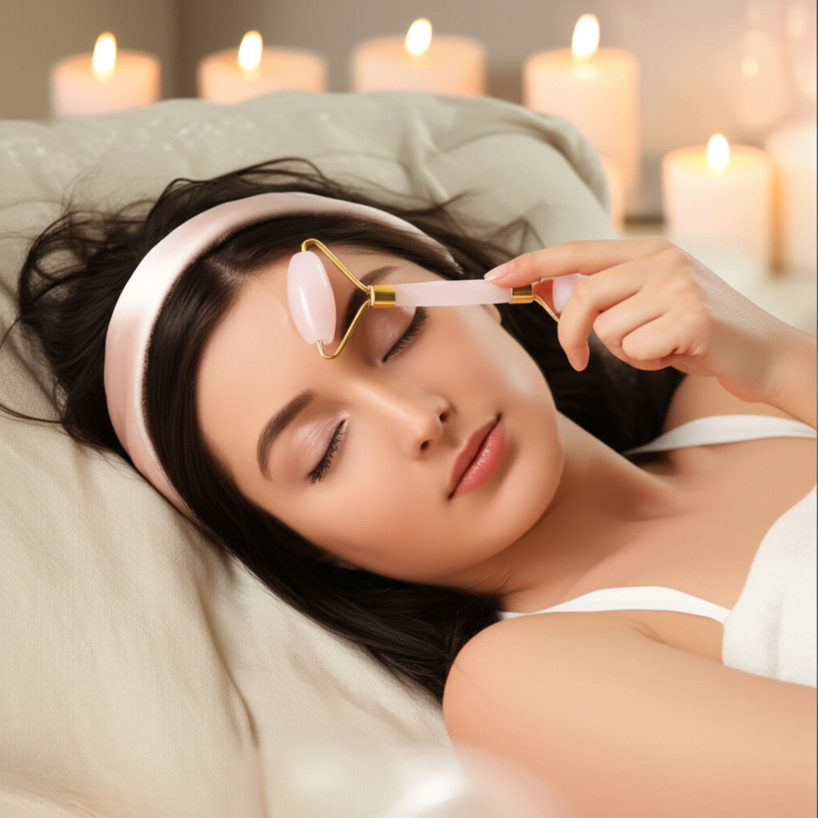 Natural Rose Quartz Facial Roller | Authentic Crystal, Anti-Aging Skincare