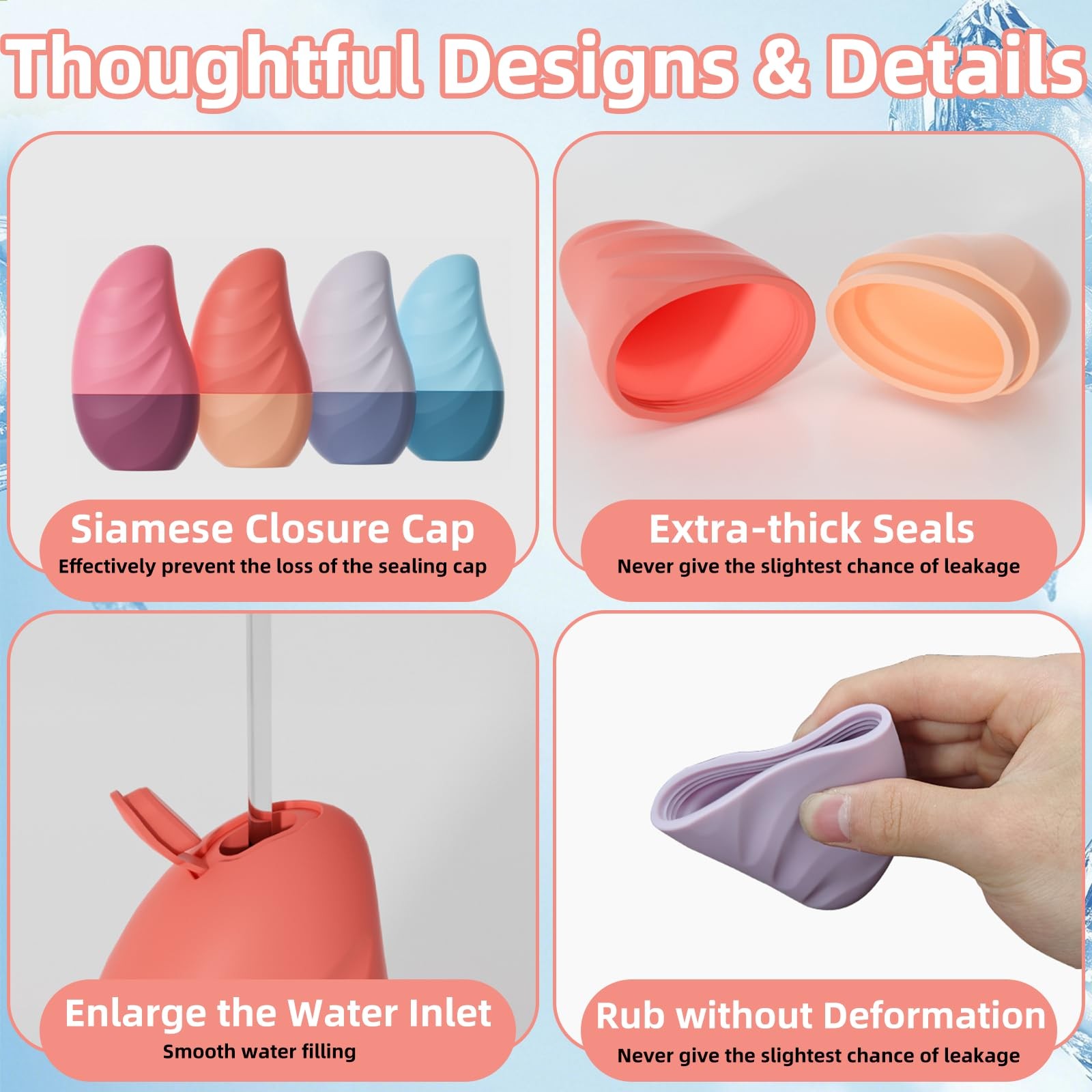 Silicone Facial Ice Cube Roller Massager, Beauty Care Tool, Brown