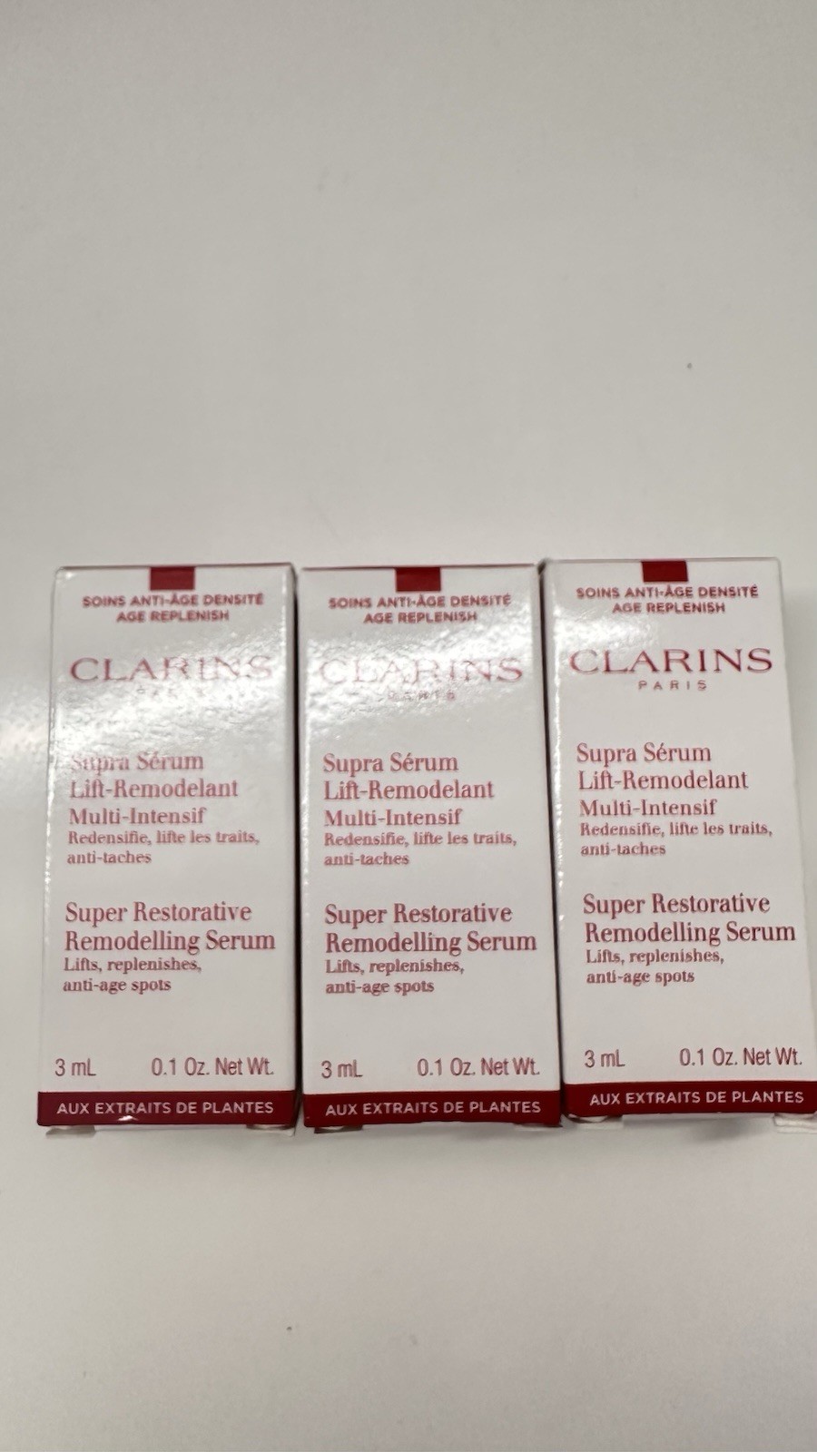 “NEW” 3pcs CLARINS PARIS Super Restorative Remodelling Serum 3mL