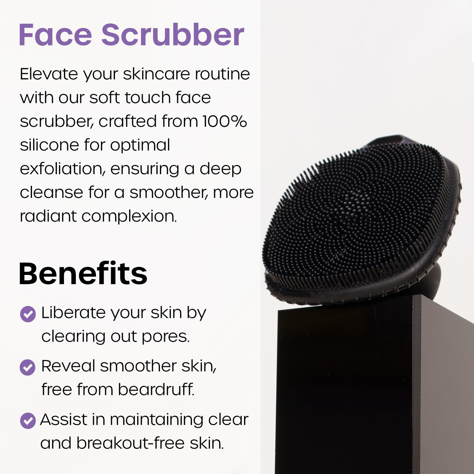 The Man Silicone Face Scrubber for Men – Gentle Single Scrubber, Black