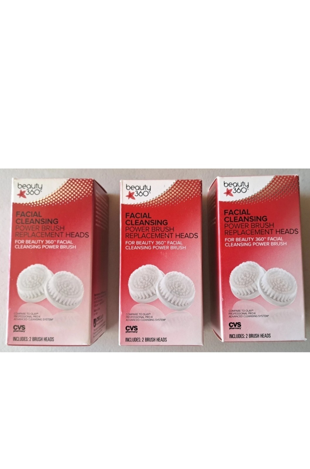 3 Pack (6 Brush Heads) Beauty 360 Facial Cleansing Power Brush Replacement Heads