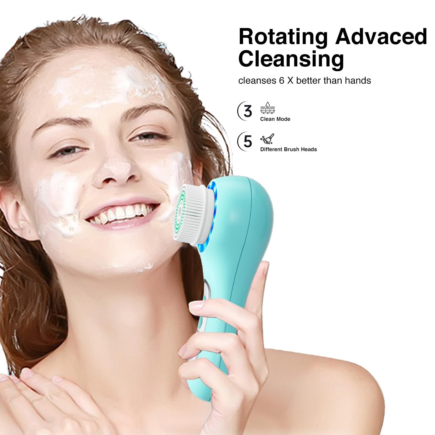 Cleansing Brush, 2-Way Rotating Scrubber for Daily & Deep Cleaning, 3 Modes, …