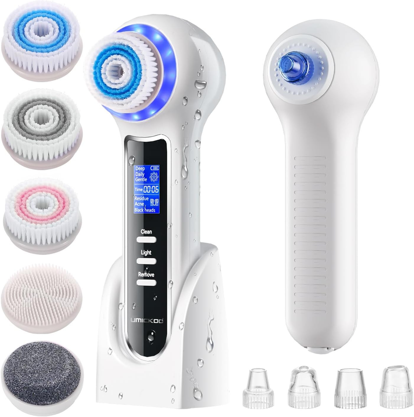 3 in 1 Facial Cleansing Brush & Blackhead Remover, Rechargeable Face Scrubber wi