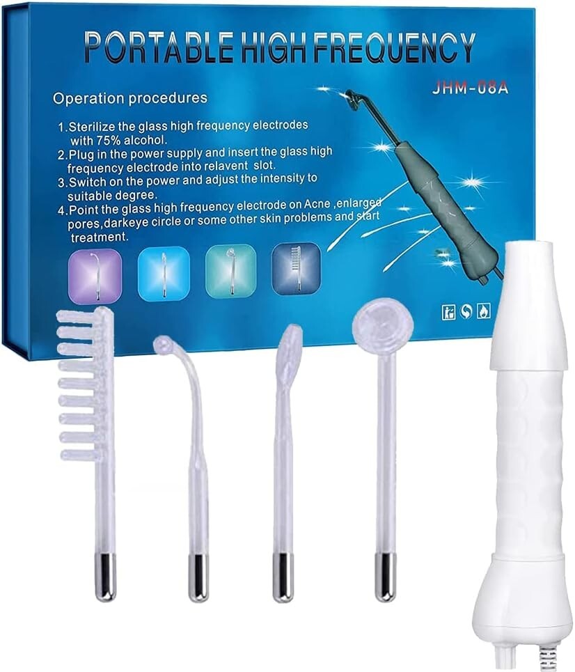 High F requency Facial Machine Wand 4 Pieces Tubes Set Portable Handheld Skin