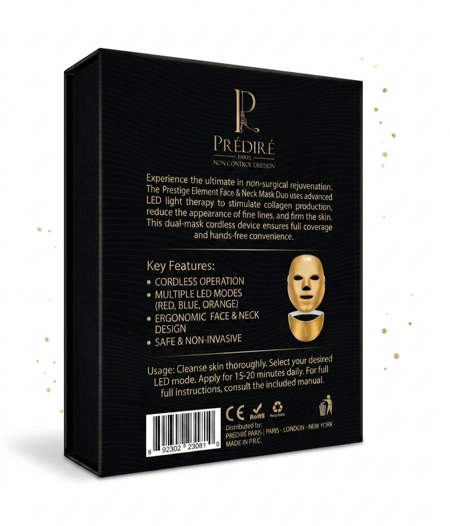 Prédiré Paris LED Face & Neck Mask Duo Cordless Anti-Aging Light Therapy Device