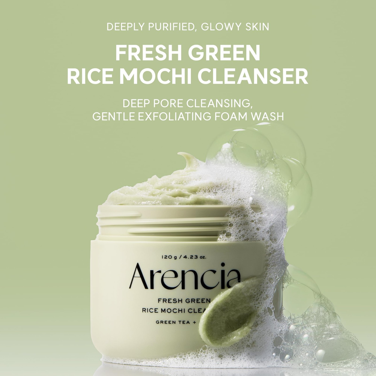 Arencia Korean Rice Mochi Face Cleanser – 4.23 Ounce (Pack of 1), Green