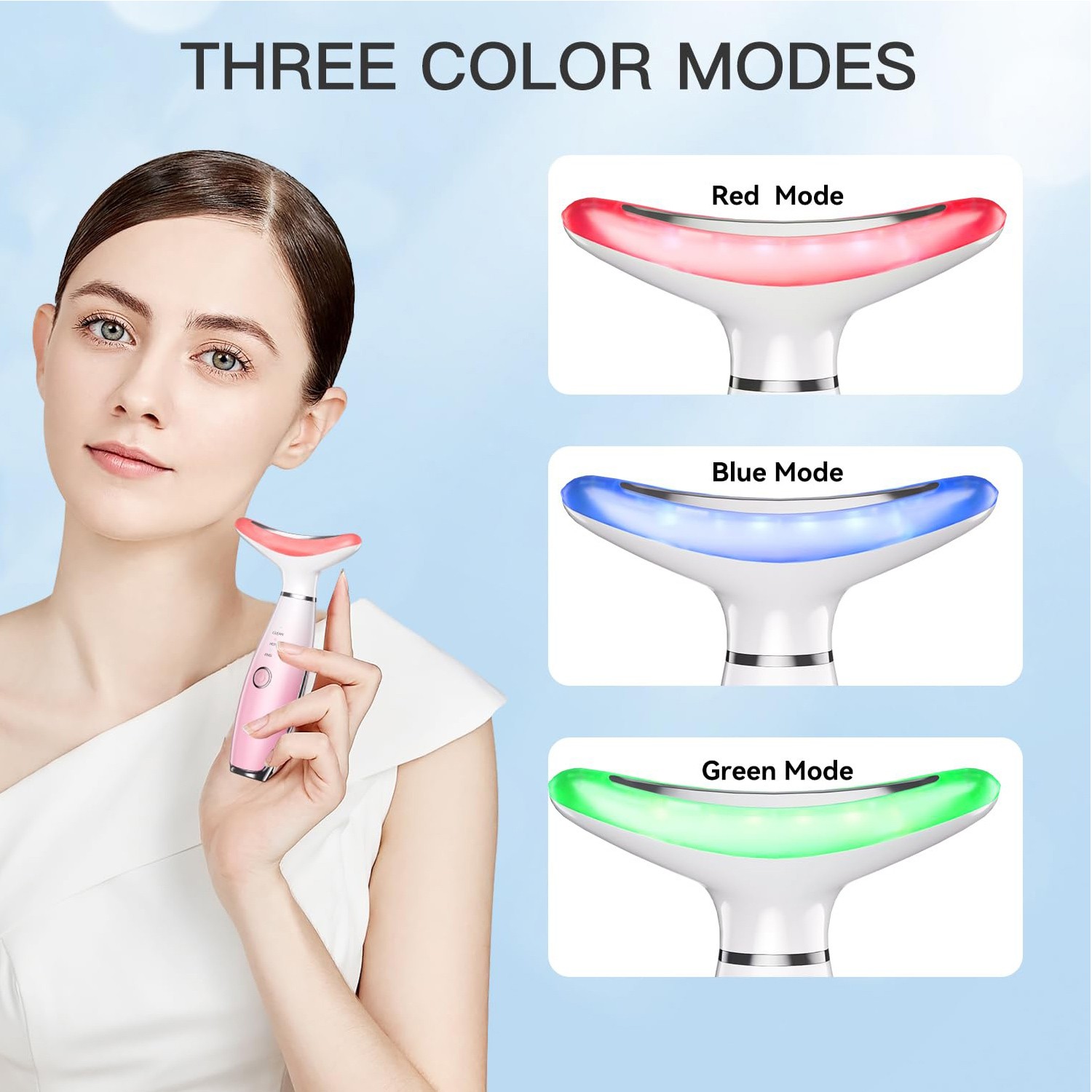Red Light Therapy for Face and Neck Massager Tool LED Facial Light Therapy Skin