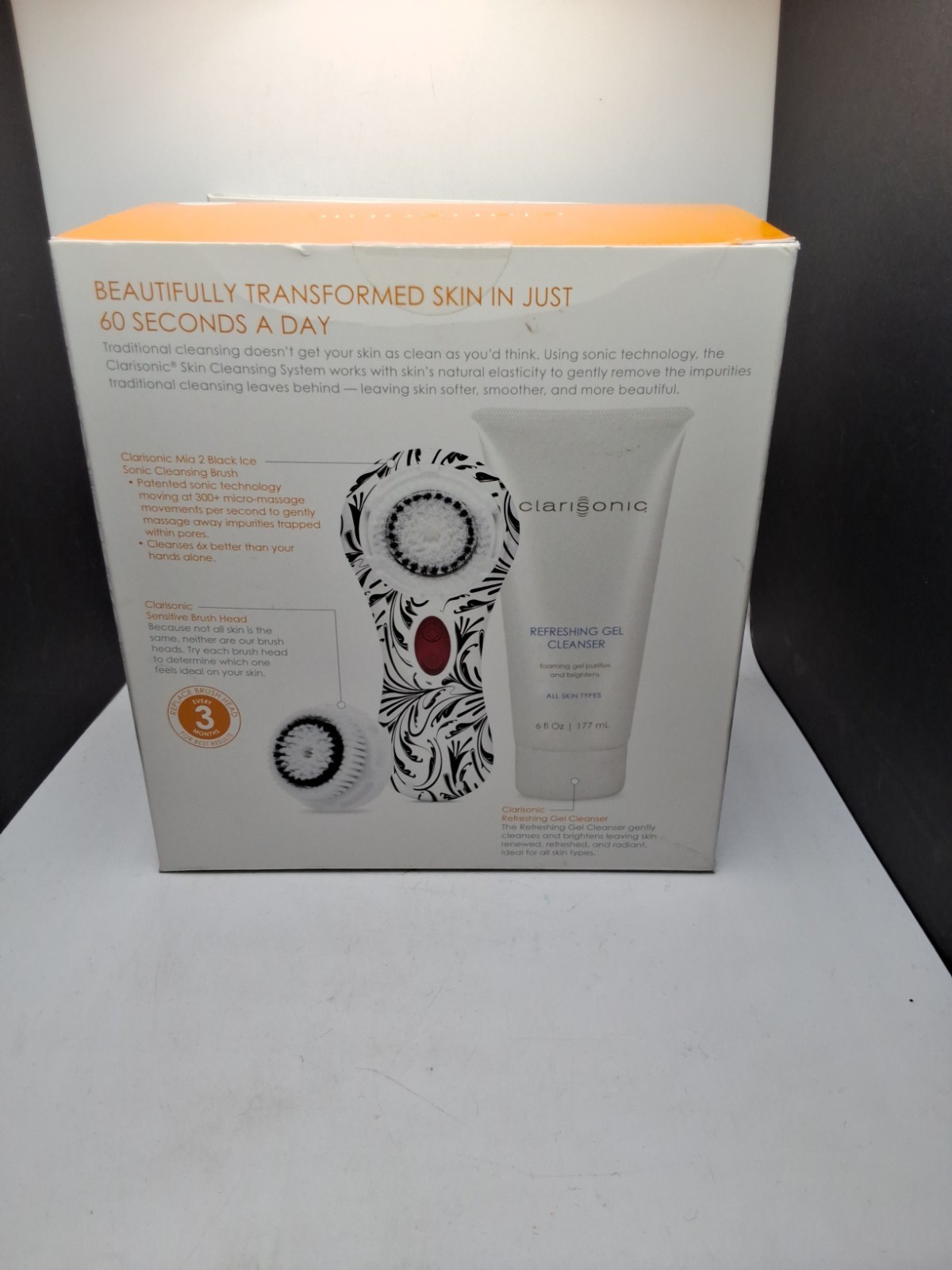 New Clarisonic Mia 2 Sonic Facial Skin Cleansing Brush System Black & White