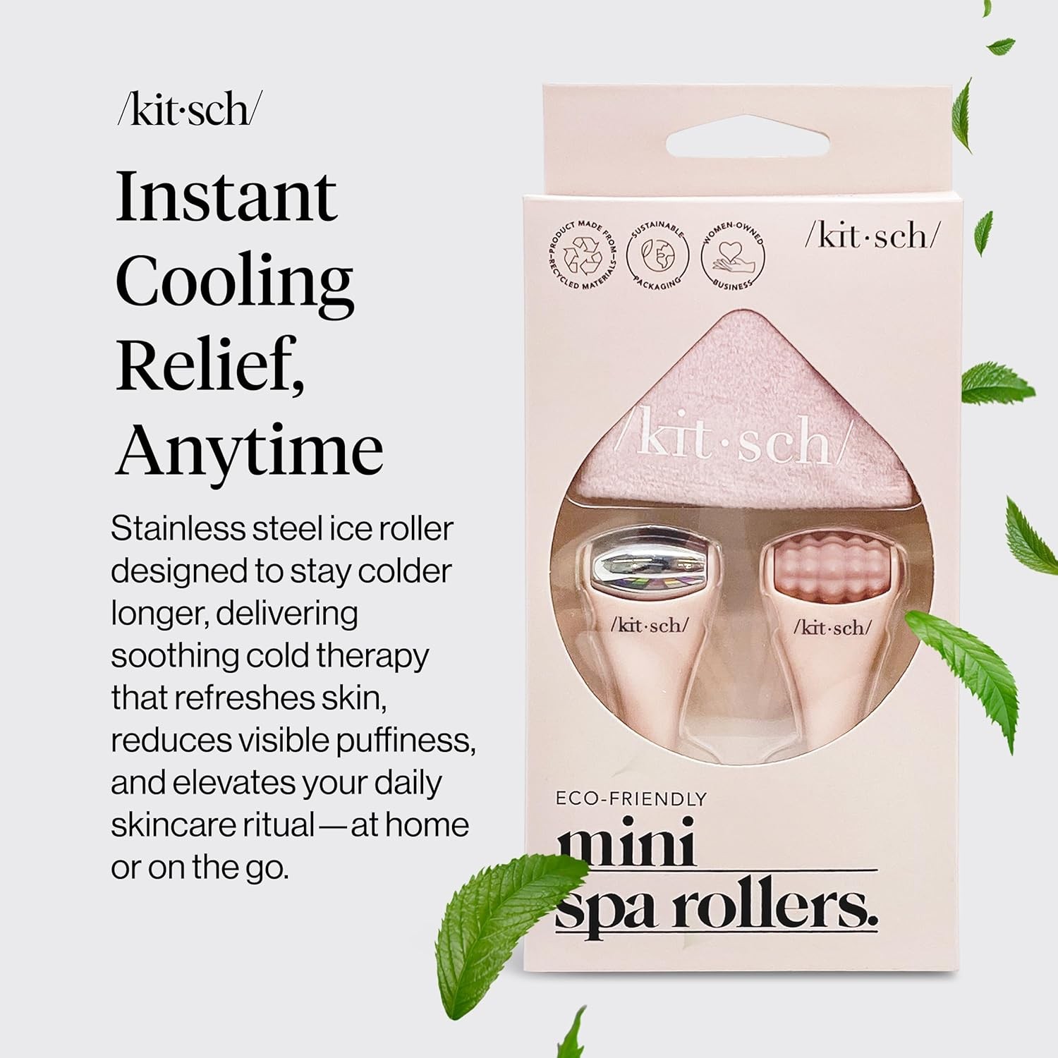 Kitsch Mini Facial Roller & Ice Face Roller Skin Care Tool Set Stainless