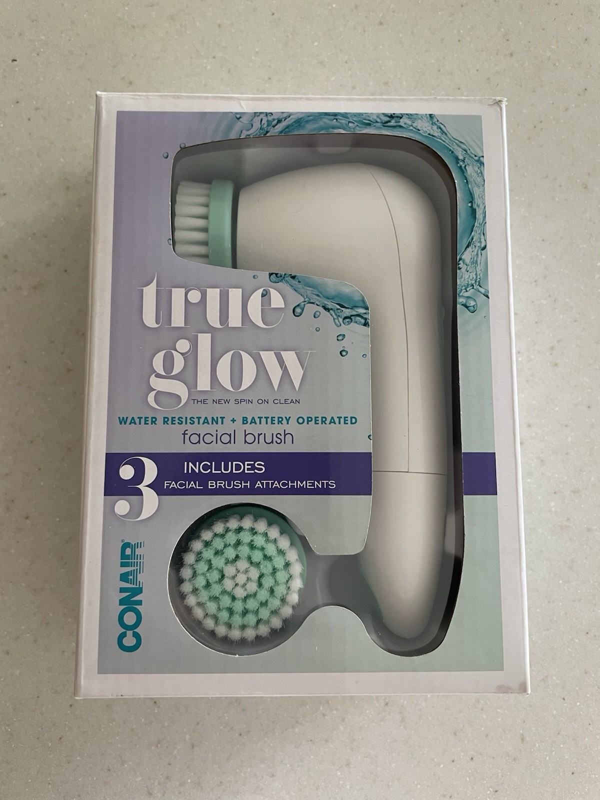 Conair True Glow Battery Operated Facial Kit with 3 Brushes ~ New in Box