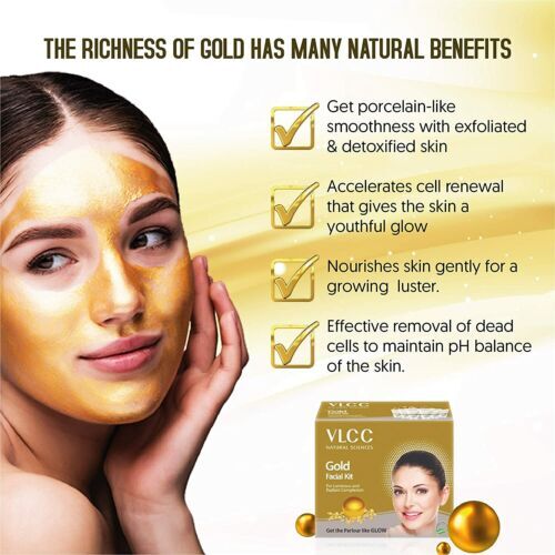 VLCC Natural Gold Facial Kit for Luminous and Radiant 60gm pack 1(Free shipping)