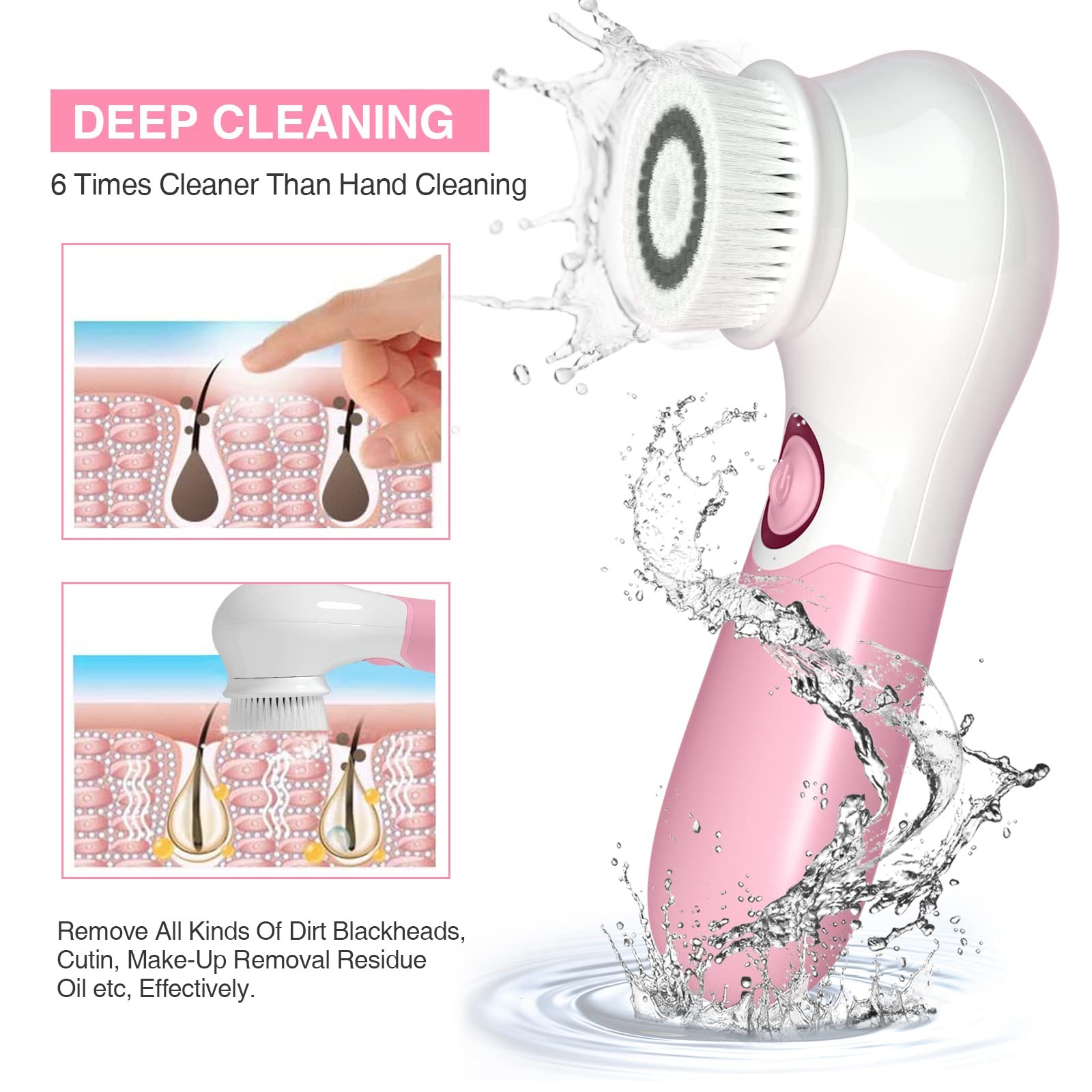 Spin Brush Face Cleanser 3 Heads Deep Cleansing Exfoliating Massaging Tool