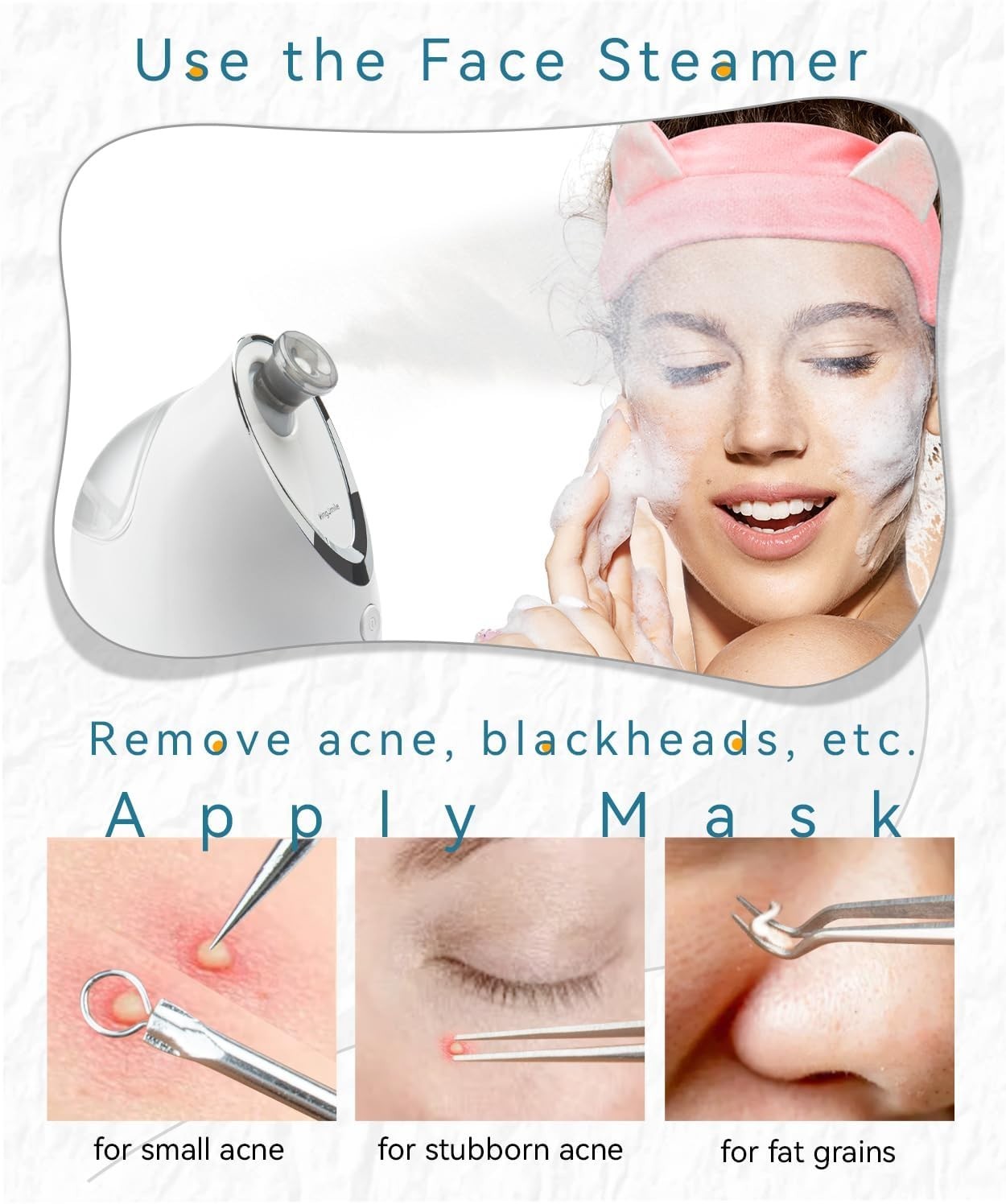Professional Ionic Facial Steamer – Deep Clean & Hydrate with Headband & Tools