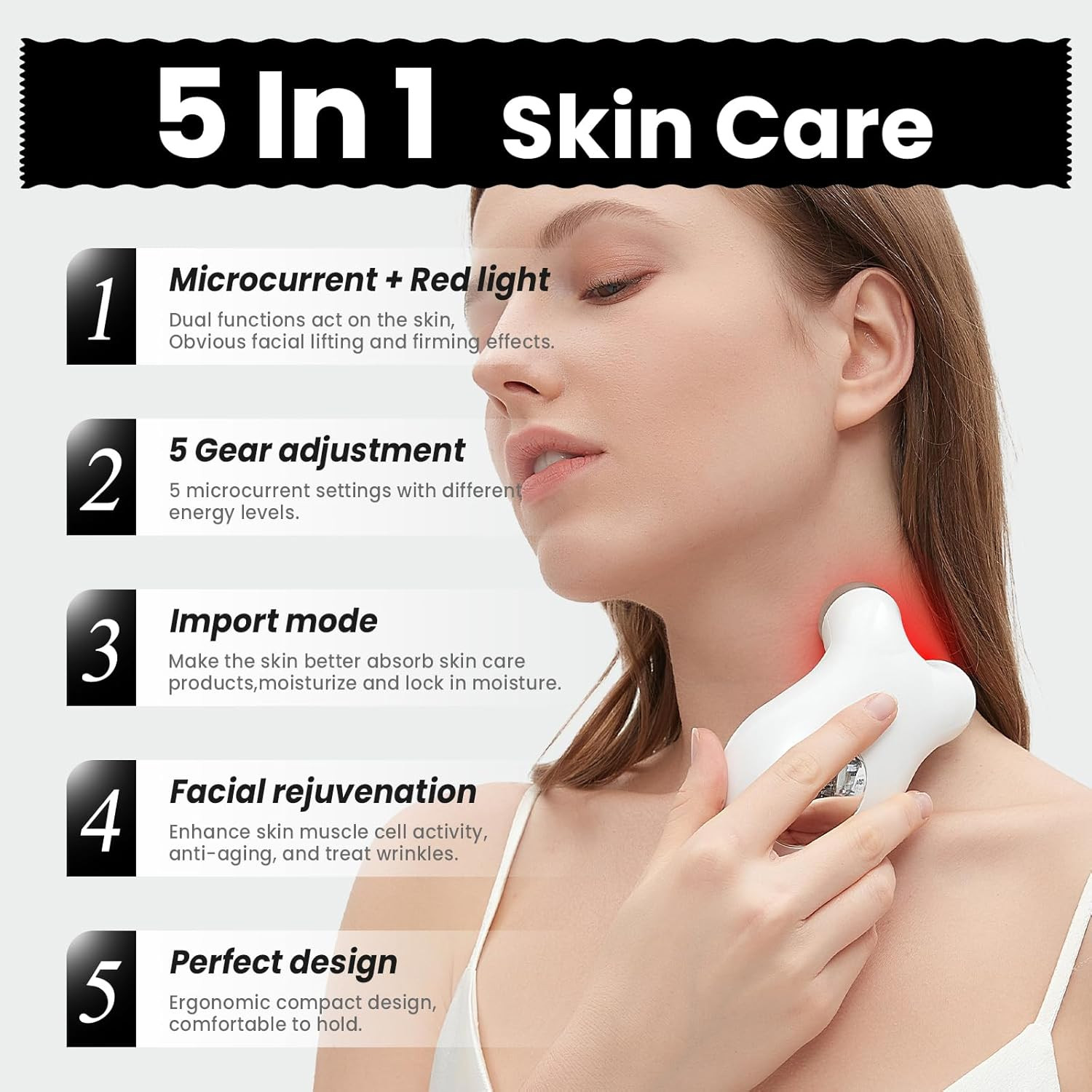 Microcurrent Facial Device,Latest Red Light Technology，Enhances the Ability to L