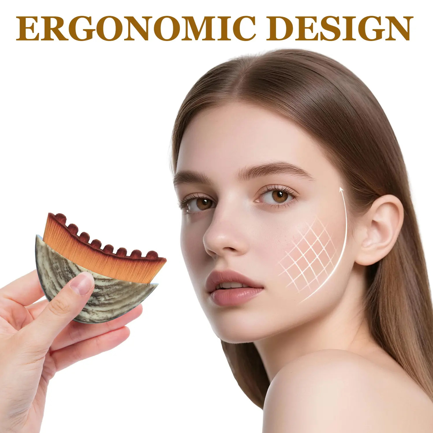 Cotsoco Lymphatic Contour Face Brush for Jawline & Chin Sculpting, Soft Bristles