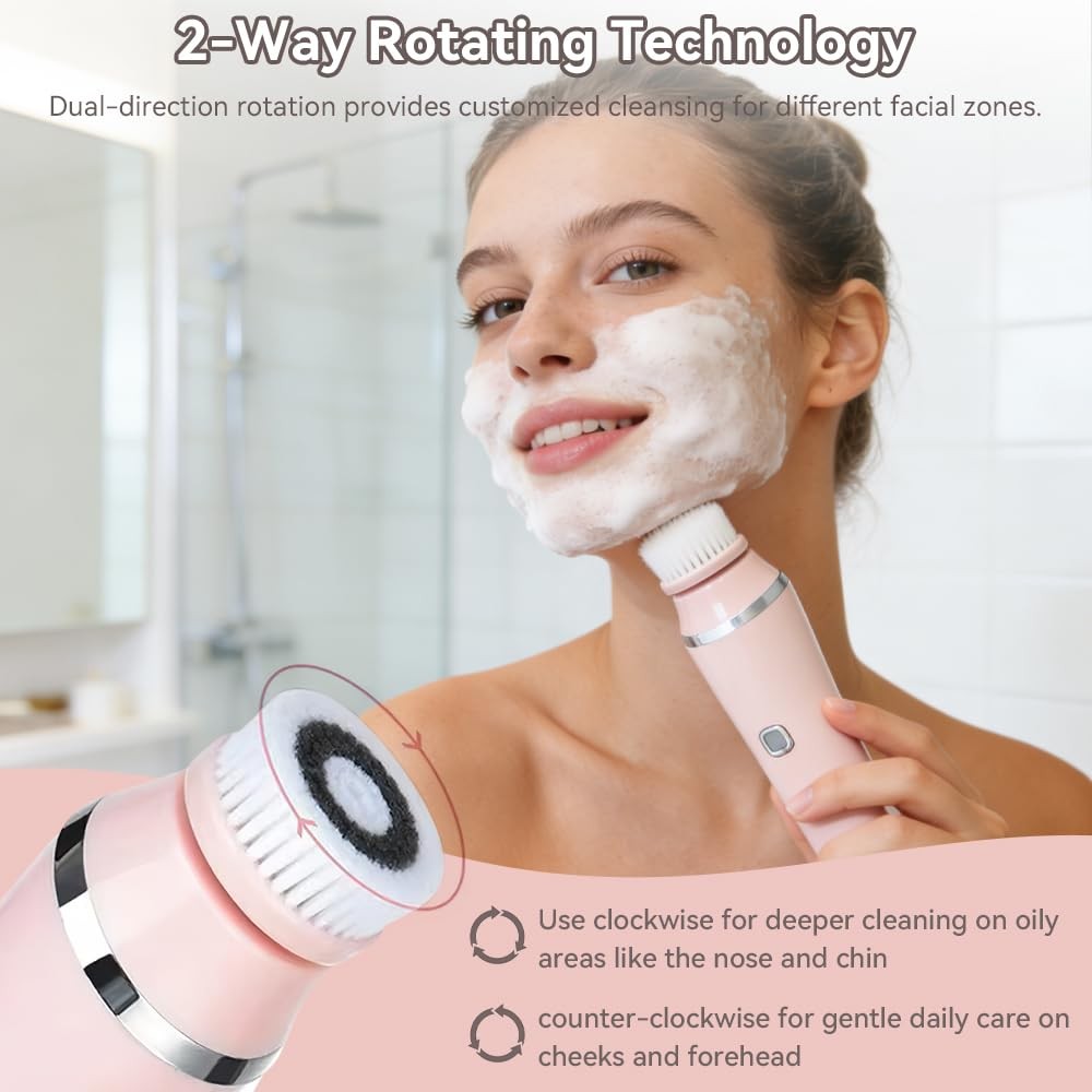 Brush, 3 Speeds Adjustable Cleansing Brush with Base, Waterproof & Rechargeab…