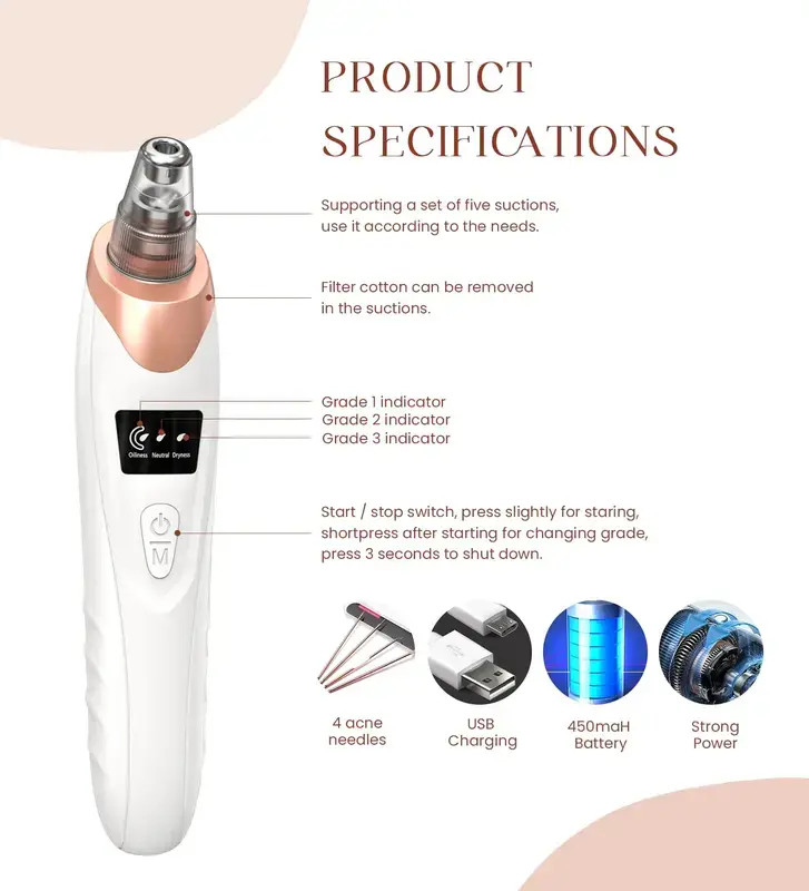 Comfort Electric Blackhead Cleaner, 1Box Multifunctional Facial PoreCleaner