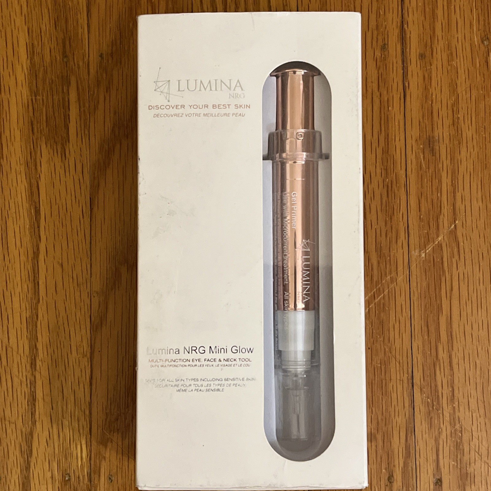 Lumina NRG Mini Glow multifunction eye face and neck tool + gel primer