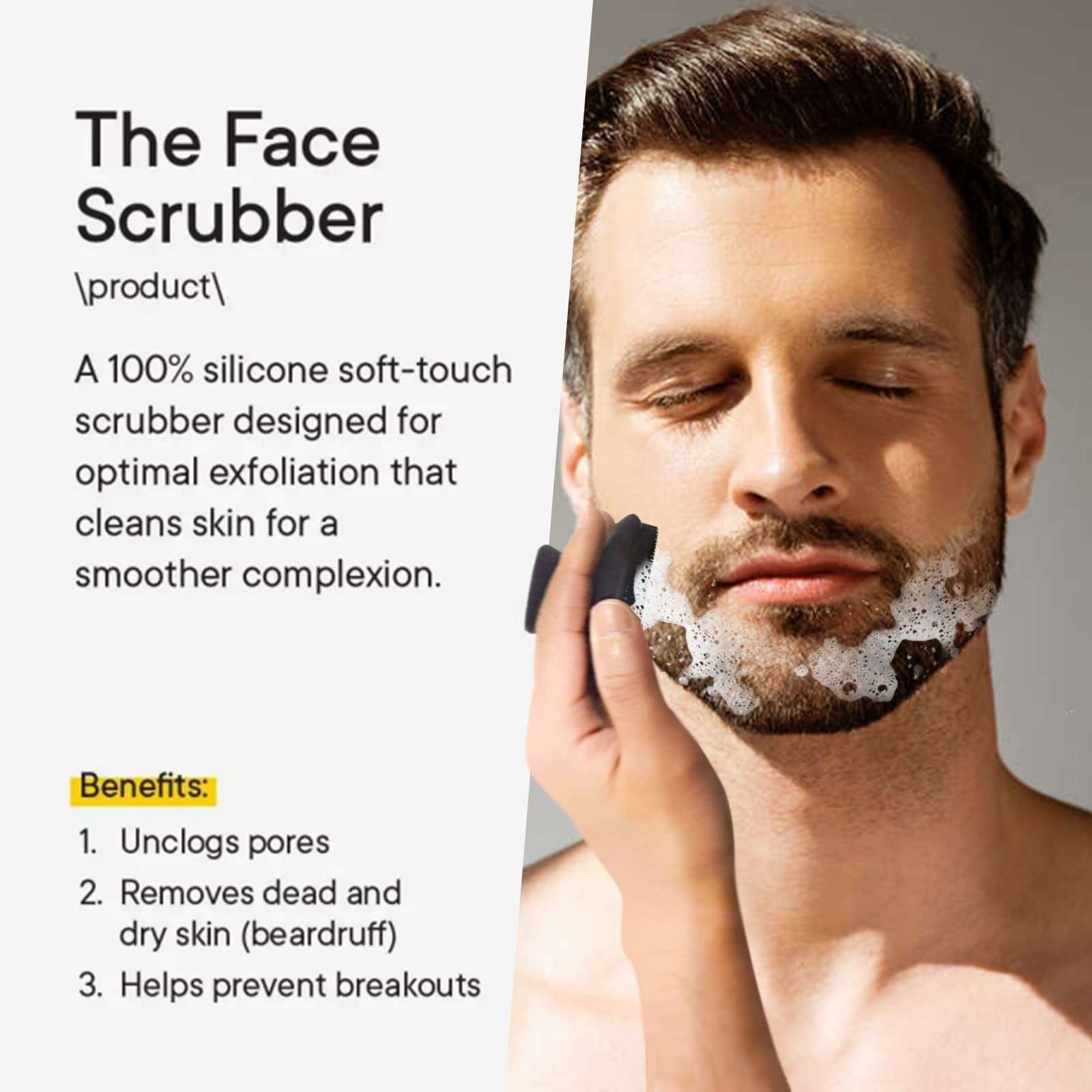 Face Scrubber 2 Pack Silicone for Men Brush, Black Balck