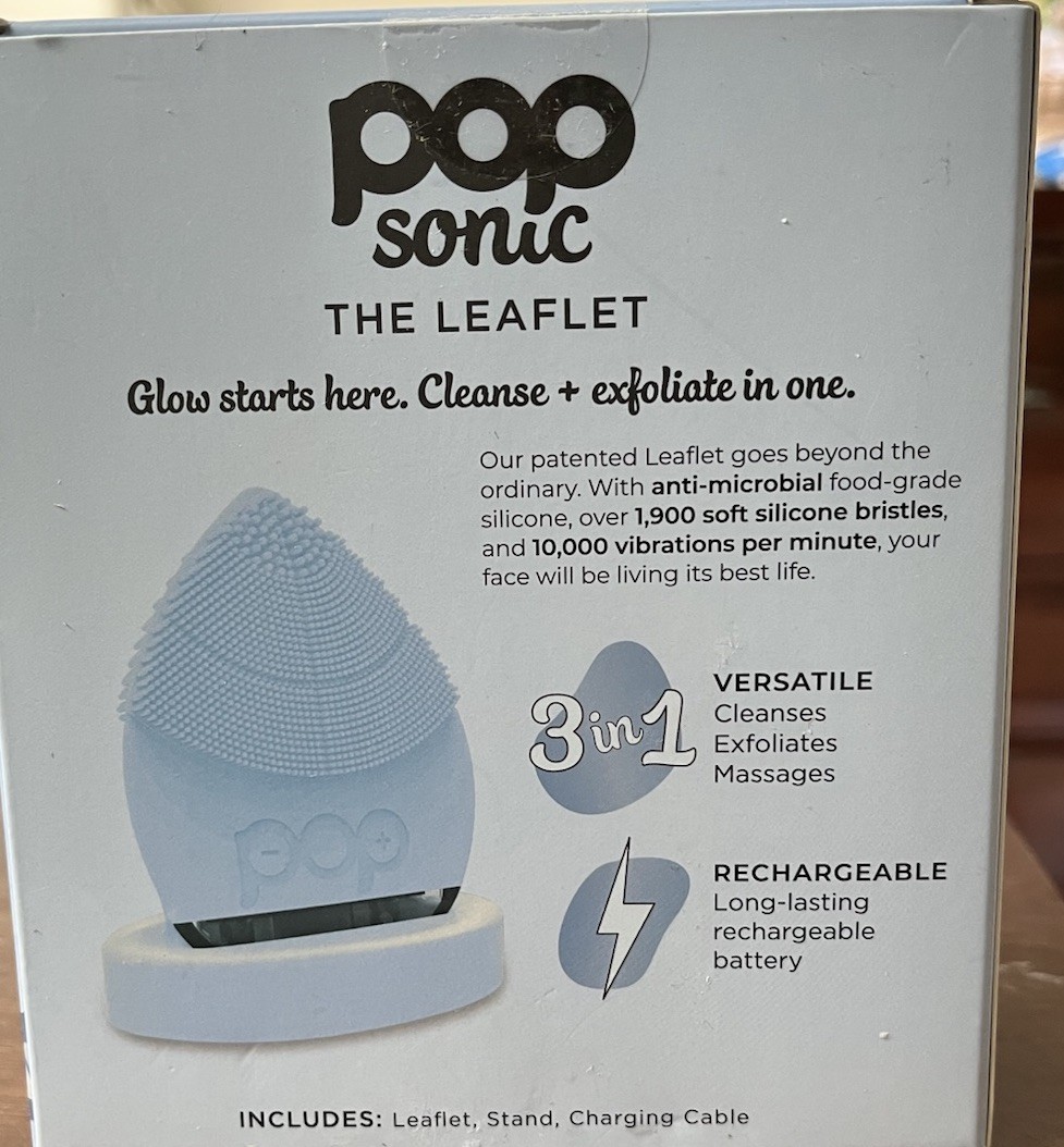 Pop Sonic Facial Cleansing Brush Leaflet Ice Blue Rechargeable Open Box