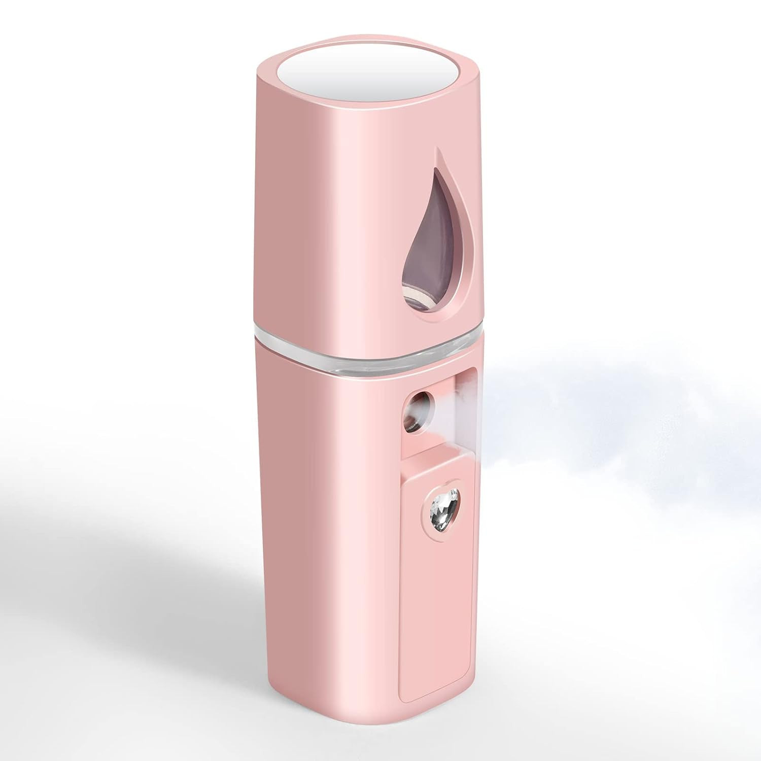 Nano Facial Steamer Mini Mister w/ Mirror, USB Rechargeable, 30ml Tank, Pink Kit