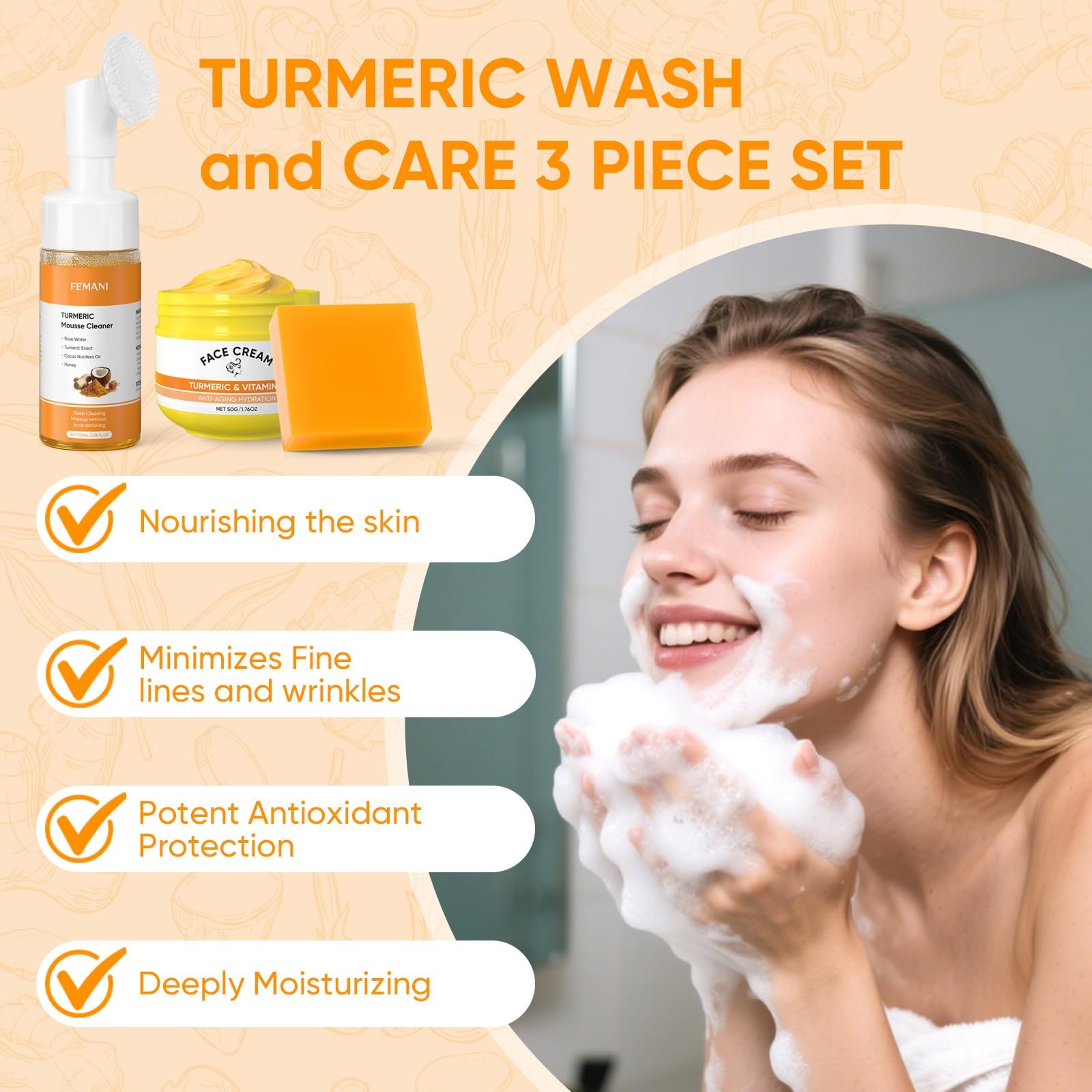 Turmeric Soap Bar and Face Cream 2.67 Ounce, Yellow