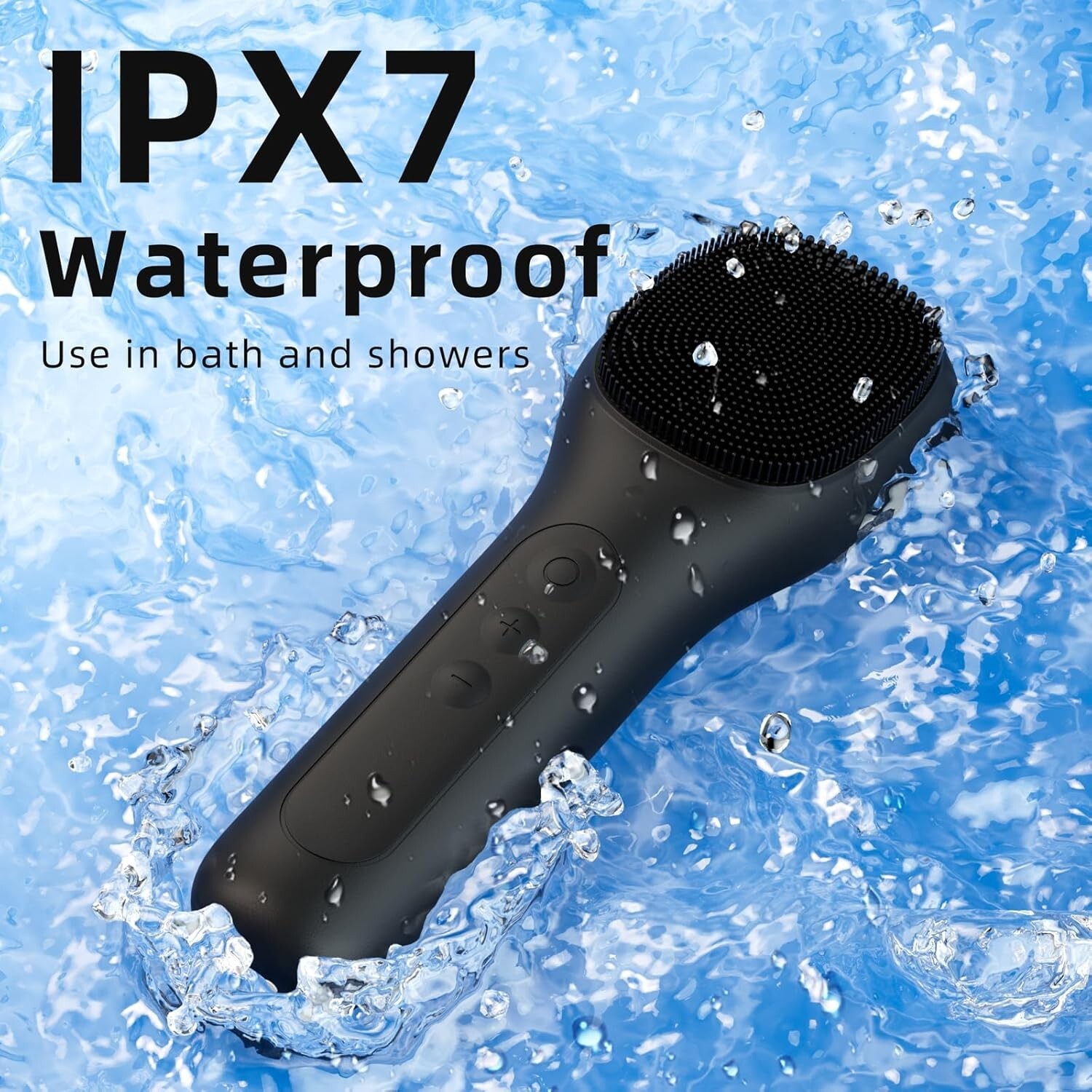 Black Electric Facial Deep Cleansing Silicone Brush Portable USB-C Rechargeable