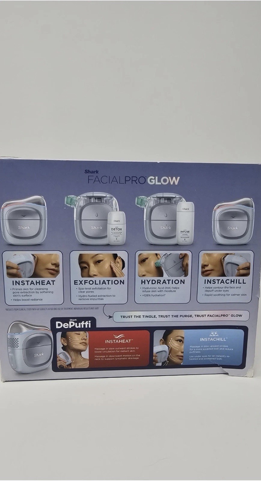 Shark FacialPro Glow at-Home Facial System with DePuffi Hot & Cold – Blue