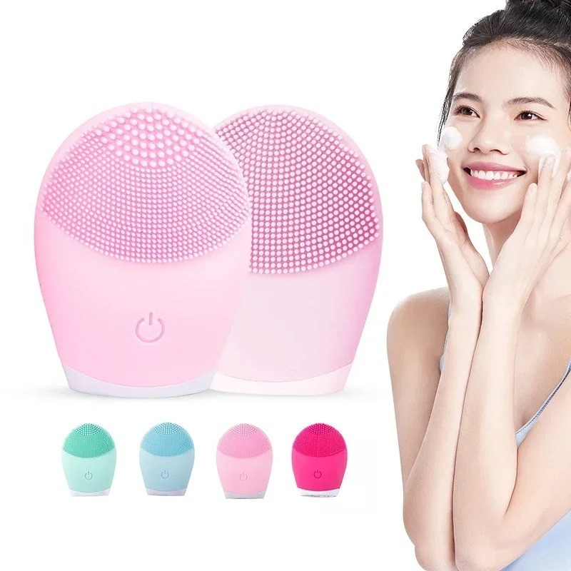 microcurrent facial device, Electric Facial Cleansing Brush Silicone Ultrasonic