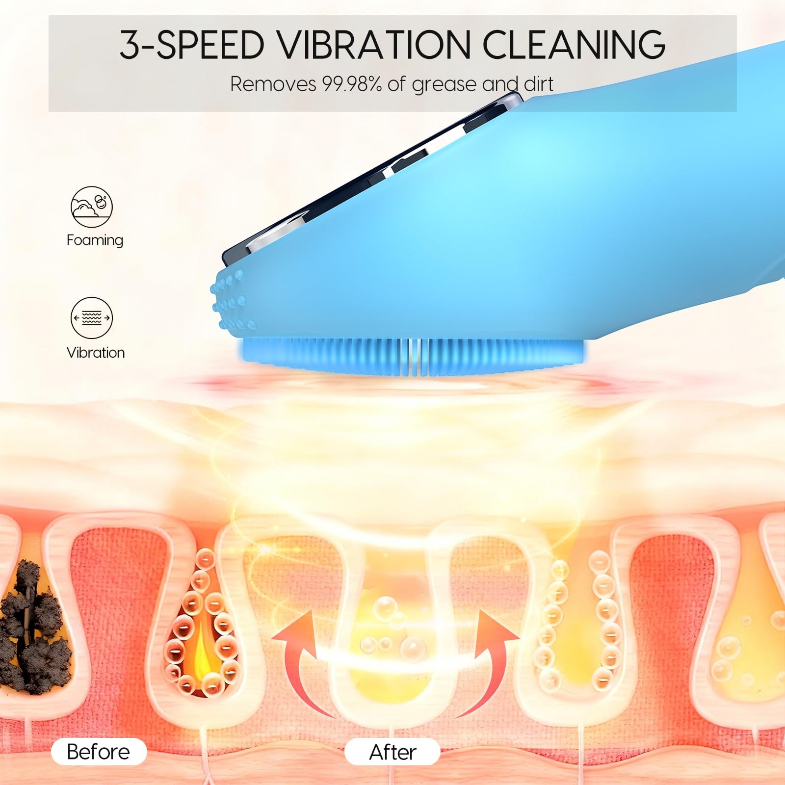 Cepillo de limpieza facial de silicona, depurador facial eléctrico portátil