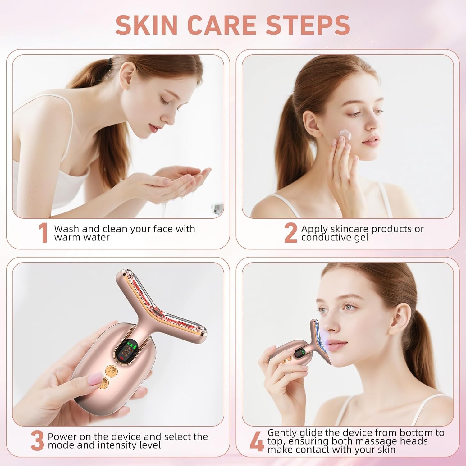 Ergonomic Microcurrent Facial Massager – Deep Cleansing & Skin Lifting Device