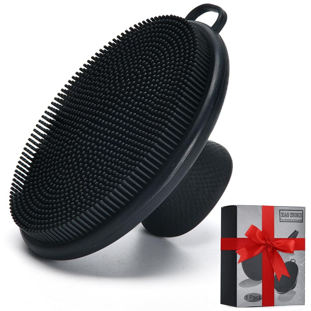 Face Scrubber,Silicone Scrubber for Men Women,Third Large, Black
