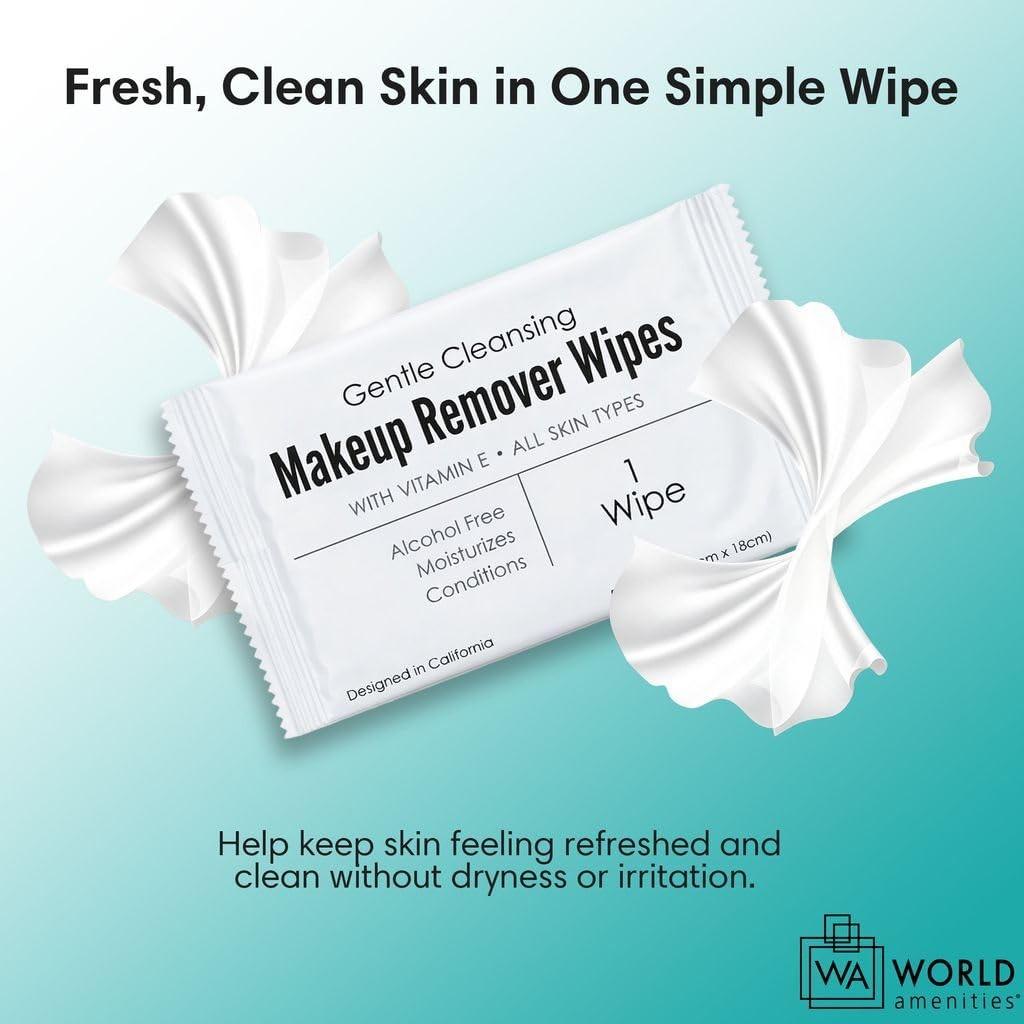 World Amenities – Makeup Remover Wipes – Alcohol Free – 50 Count (Pack of 1)
