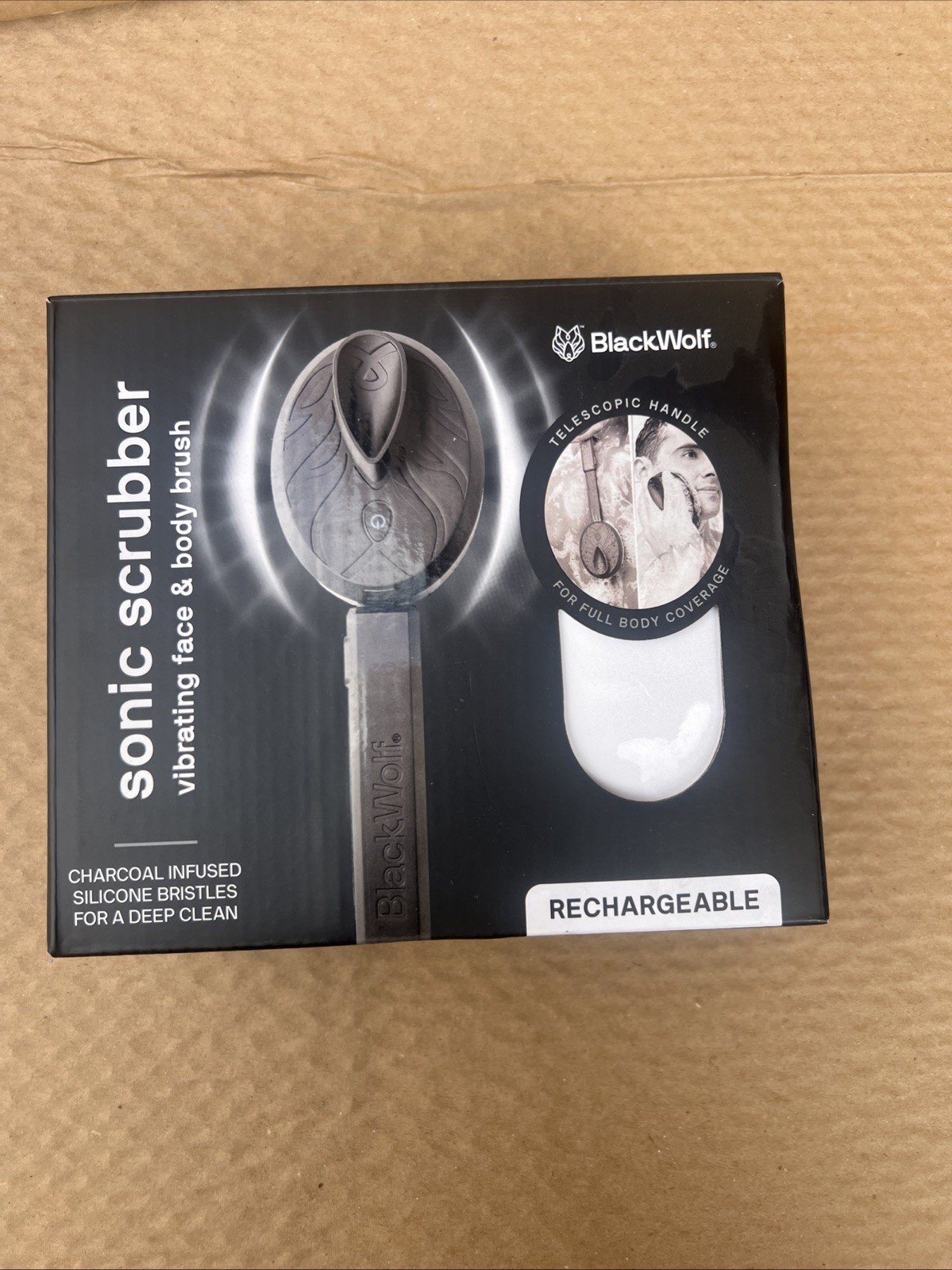 NEW & SEALED!BlackWolf Sonic Scrubber Black Vibrating Scrubber Men Rechargeable