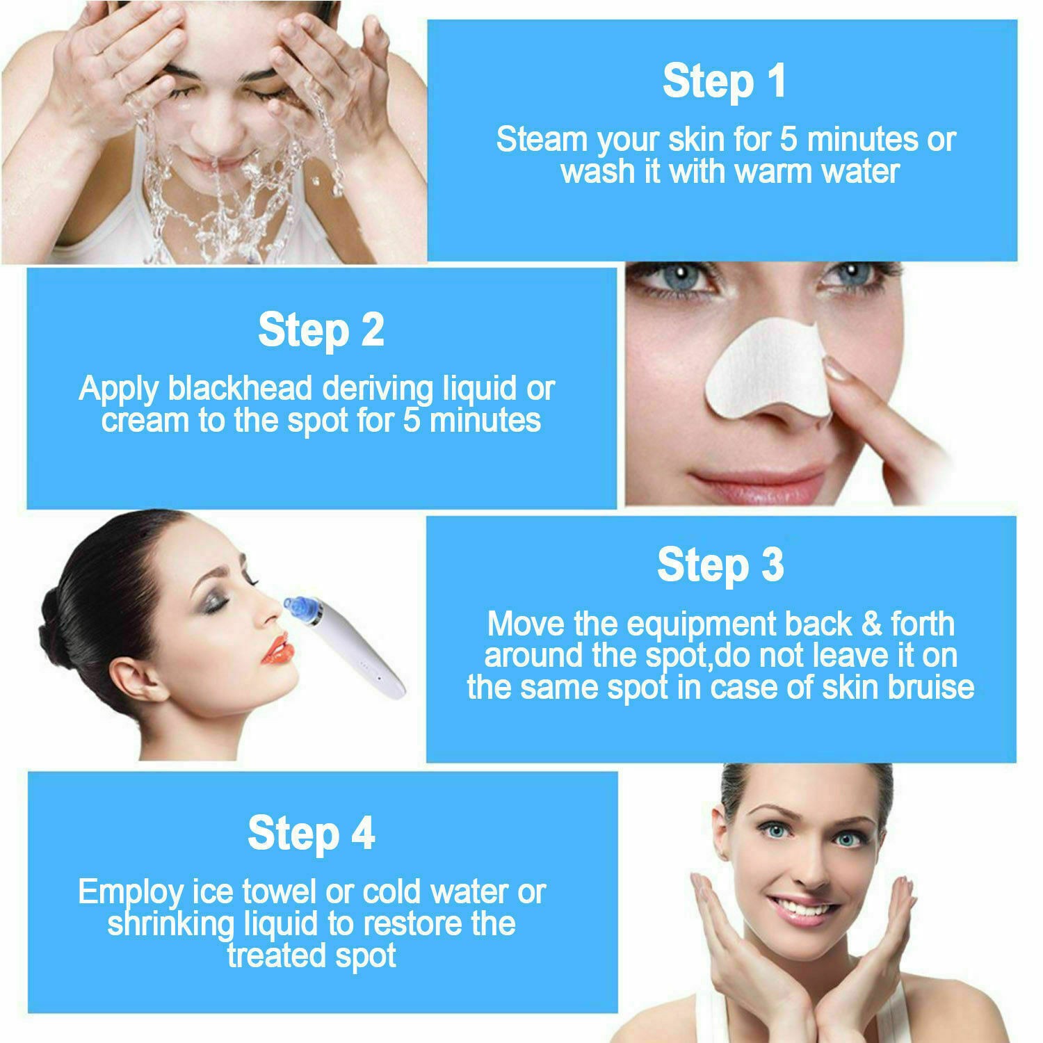 Electric Blackhead Vacuum & Pore Cleaner – Strong Suction, Acne & Pimple Remover