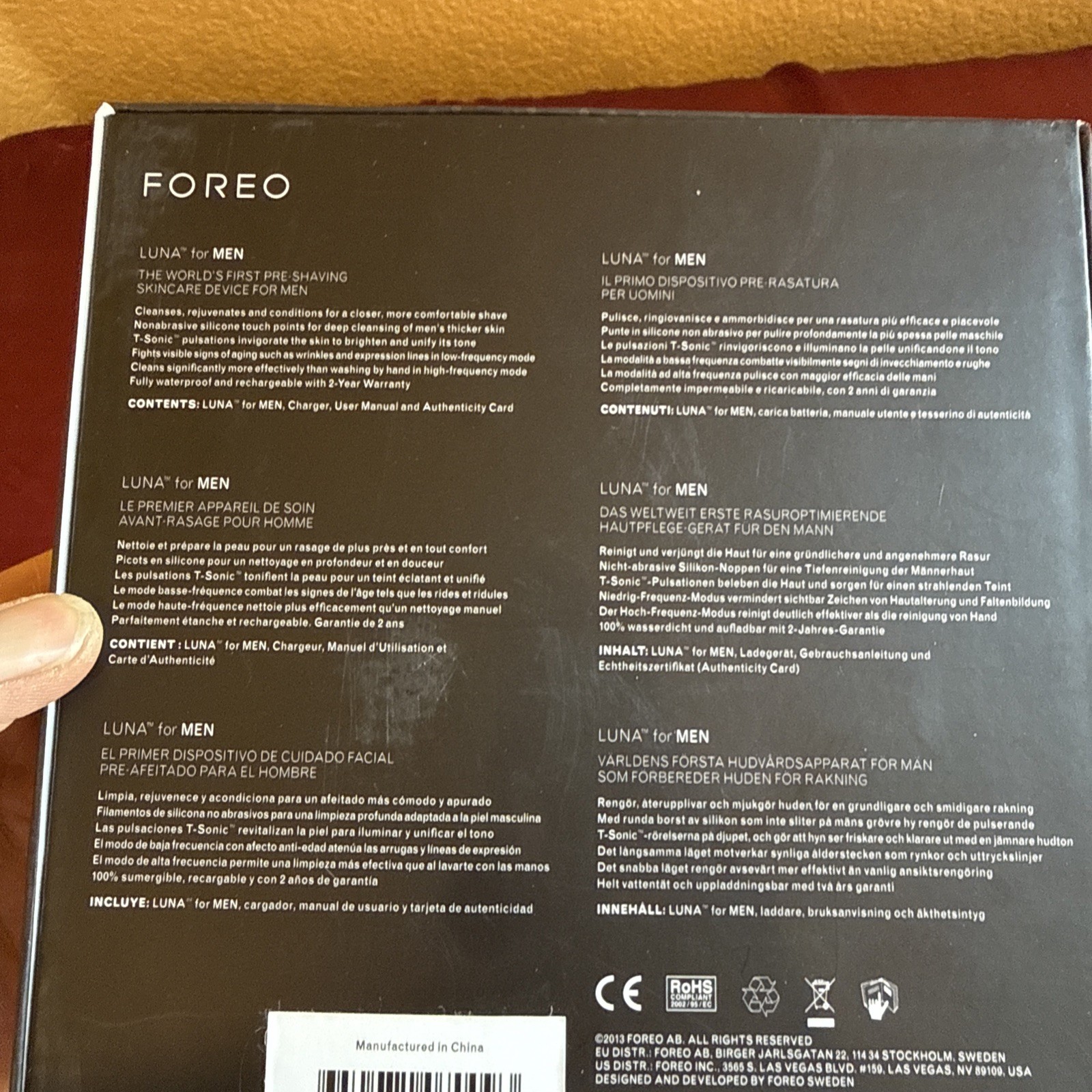 Foreo Luna Premium for Men Facial Cleansing Sonic Device New In Box