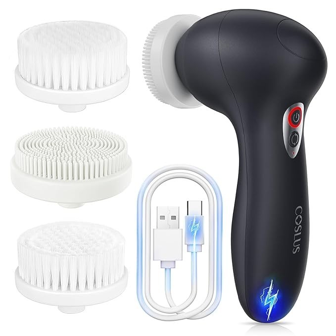 Facial Cleansing Brush 3 in 1 Two Way Rotating Exfoliator Rechargeable
