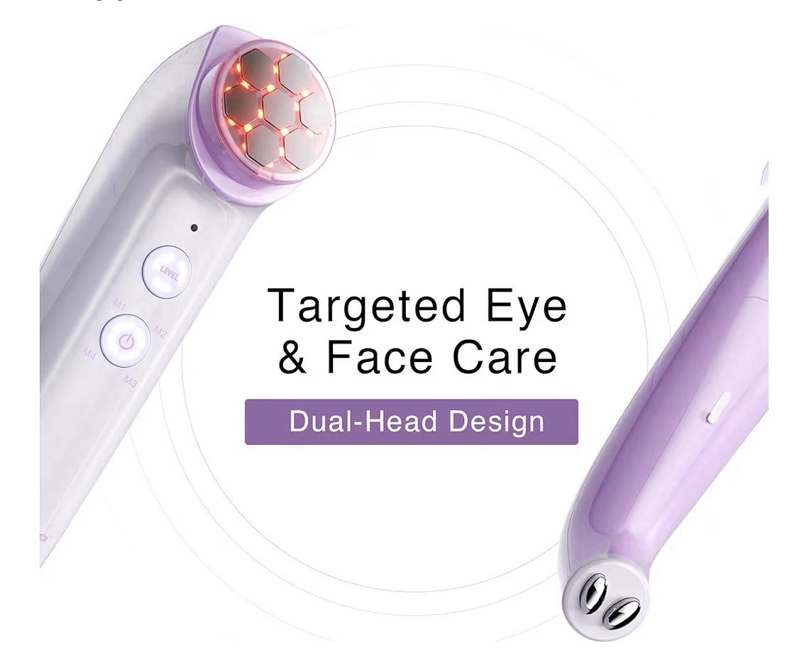 Dual-Head Facial Massager Lift & Sculpt Eye Firming Deep Cleanse White Purple