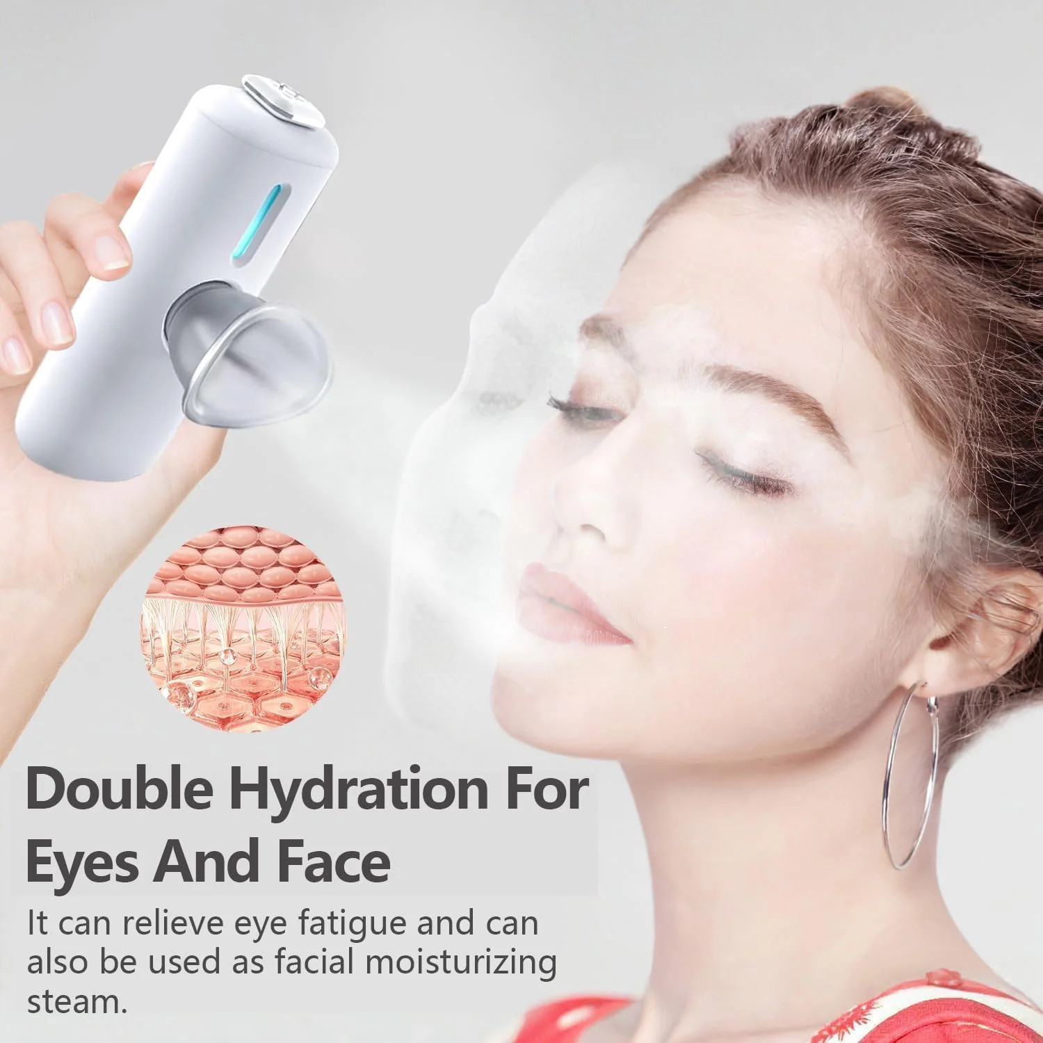 2-in-1 Nano Face & Eye Mister, USB Rechargeable Cool Mist Sprayer for Eyelash Ex