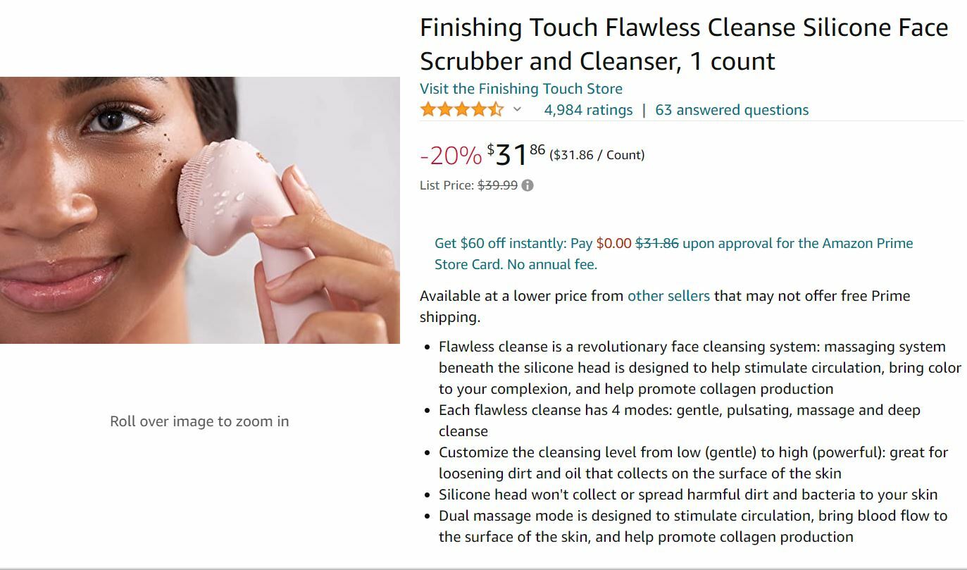 Finishing Touch Flawless Facial Cleansing Brush & Massager NEW IN BOX