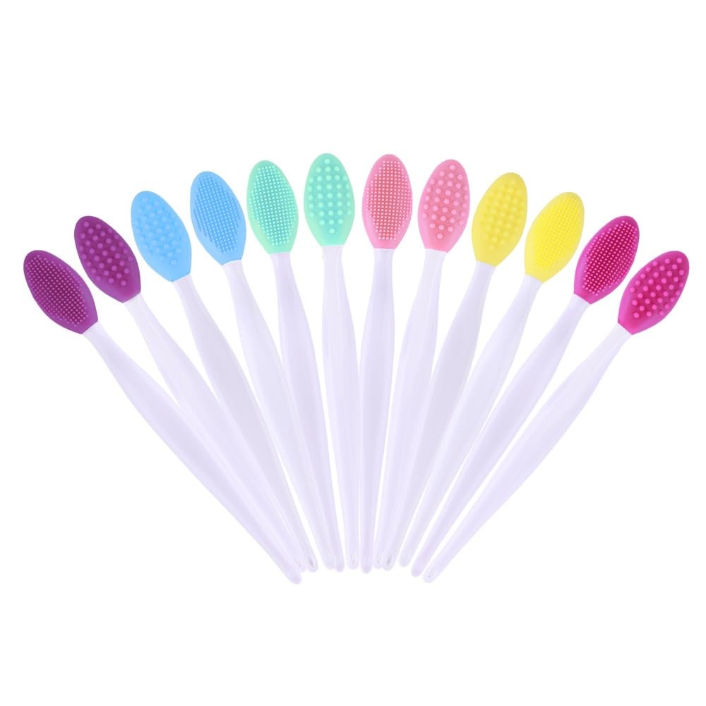 12 Pcs Pore Scrub Brush,Lip Green, Pink, Rose Red, Yellow, Purple,blue