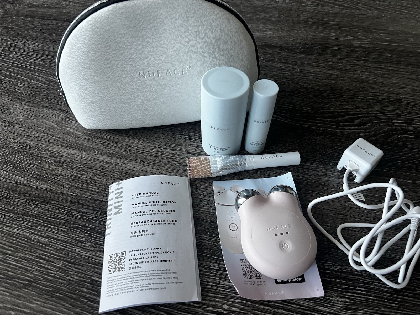 Nuface Trinity Facial Toning Device Mini Pink W/ Wall Charger Bonus Product