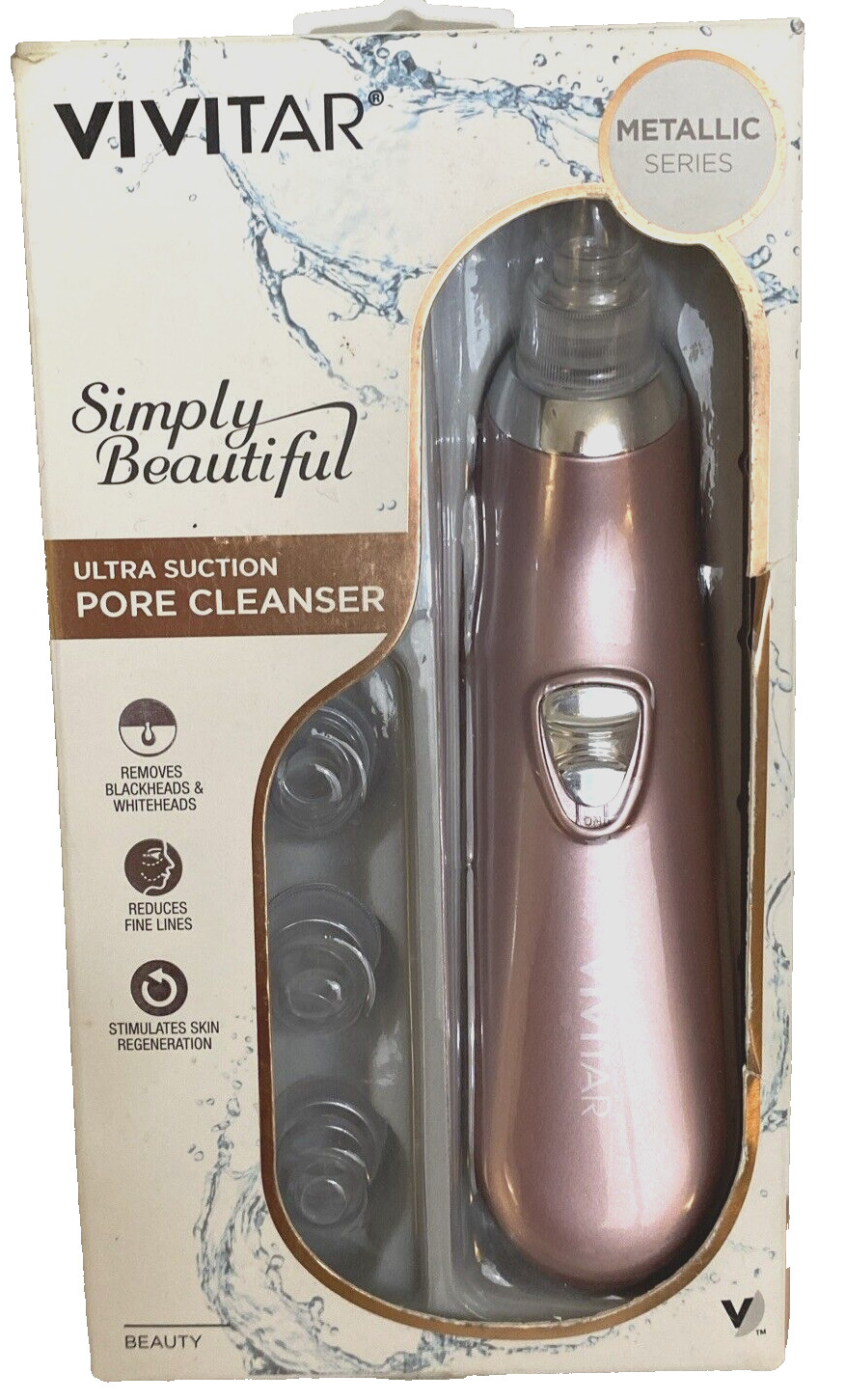 Vivitar Simply Beautiful Ultra Suction Pore Cleanser Metallic Series Rose NEW